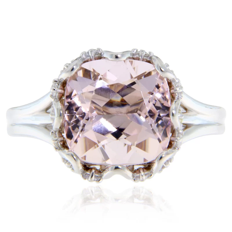Inel Aur 14k Morganit Diamante Naturale - Stralucitor si Diafan