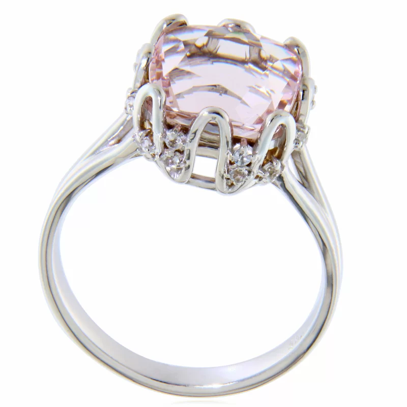 Inel Aur 14k Morganit Diamante Naturale - Stralucitor si Diafan