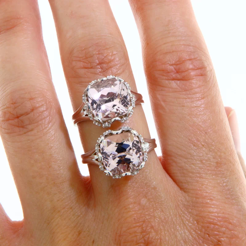 Inel Aur 14k Morganit Diamante Naturale - Stralucitor si Diafan
