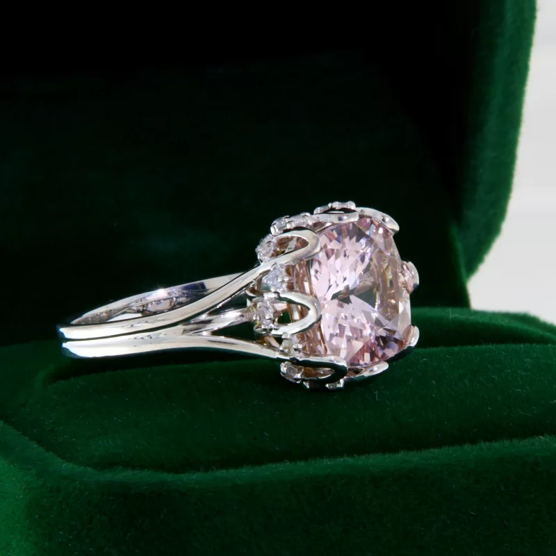 Inel Aur 14k Morganit Diamante Naturale - Stralucitor si Diafan