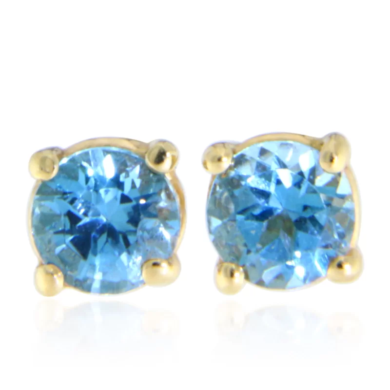 Cercei Stud Aur Galben 14 k Topaz Swiss Blue Natural