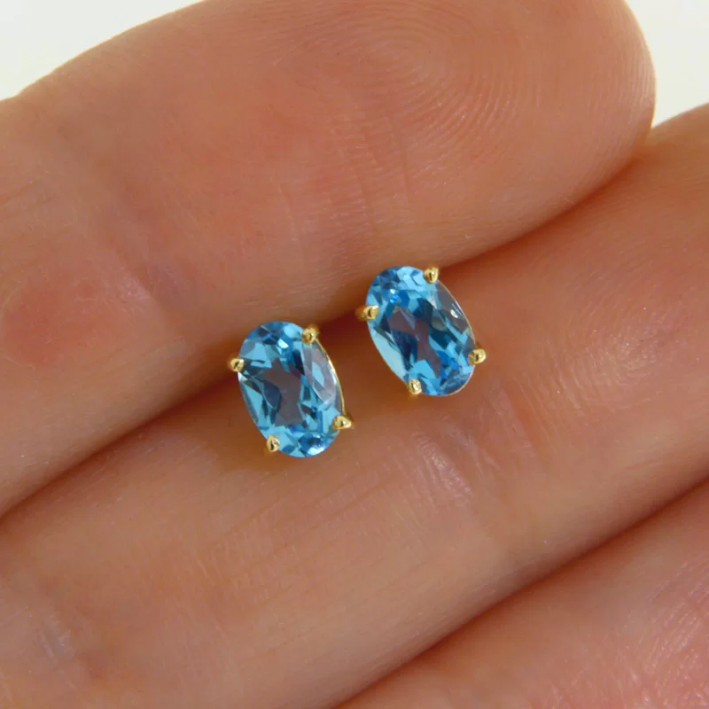Cercei Stud Aur 14 k Topaz Natural - Lux si Delicatete