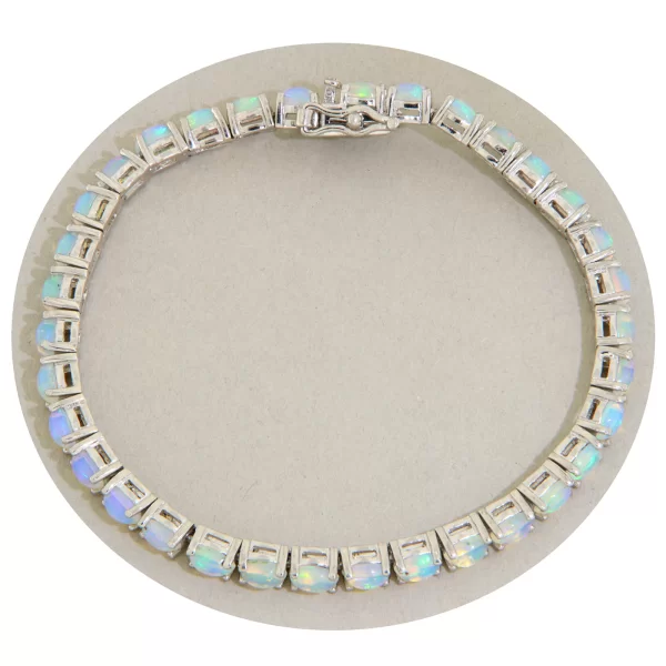 Bratara tennis Argint 925 Placat cu Rodiu Opal Etiopian Natural - Eleganta si Stralucire