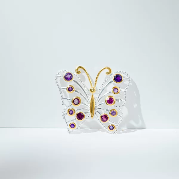 Brosa argint 925 Ametist si Rodolit - Eleganta Vibranta