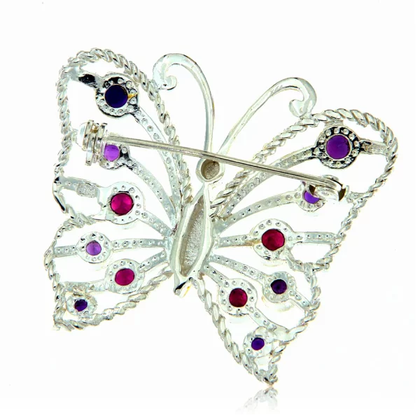 Brosa argint 925 Ametist si Rodolit - Eleganta Vibranta