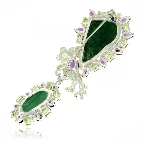 Brosa argint 925 Aventurin Peridot Ametist Naturale - Armonie de Culori