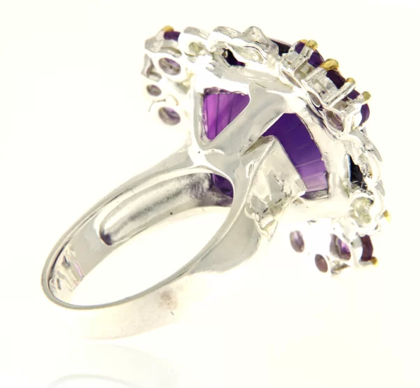 Inel Argint 925 accente aurite Ametist Natural - Delicat si Elegant