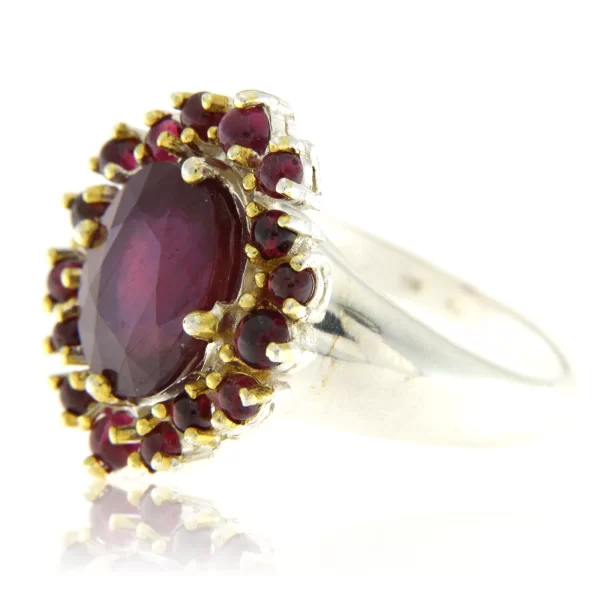 Inel Argint 925, accente aurite Rubin Natural - Lux si Pasiune