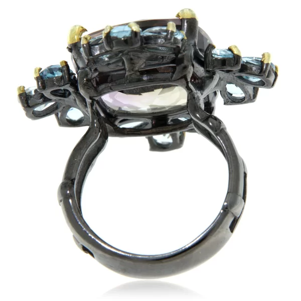 Inel Argint 925 Rodiu negru accente aurite Ametrin Topaz - Elaborat si Incantator