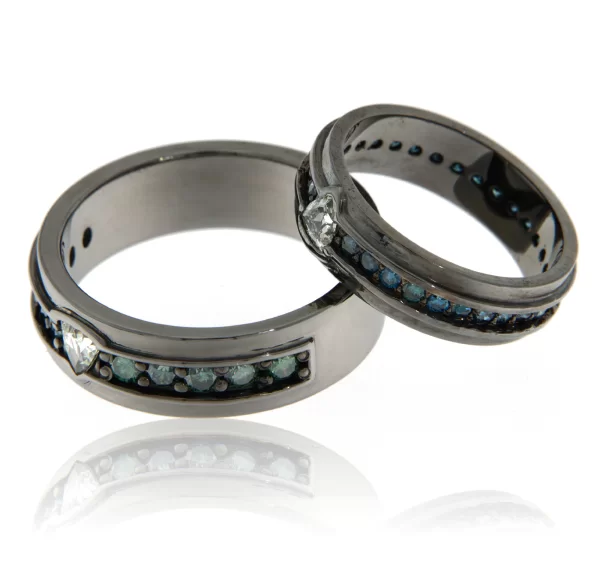 Uniune Cosmica Verighete Aur Negru Diamante Trilion Diamante Albastre