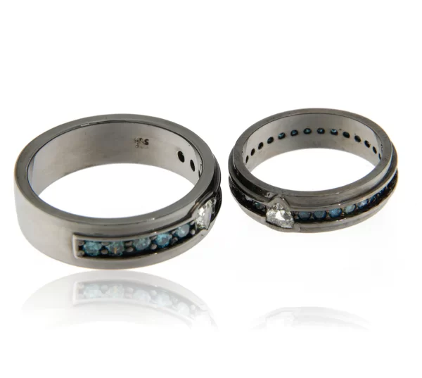 Uniune Cosmica Verighete Aur Negru Diamante Trilion Diamante Albastre